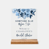 私がブライダルシャワーする前に何か青いエレガントもの アクリルサイン (正面)