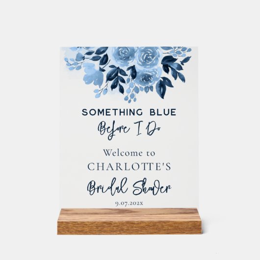 私がブライダルシャワーする前に何か青いエレガントもの アクリルサイン (正面)