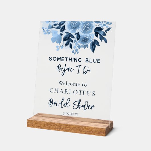 私がブライダルシャワーする前に何か青いエレガントもの アクリルサイン (傾斜)