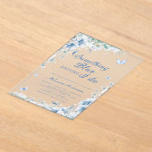 私がブライダルシャワーする前に何か青いエレガントもの アクリル招待状 (レイダウン)