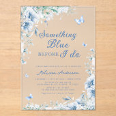 私がブライダルシャワーする前に何か青いエレガントもの アクリル招待状 (正面)
