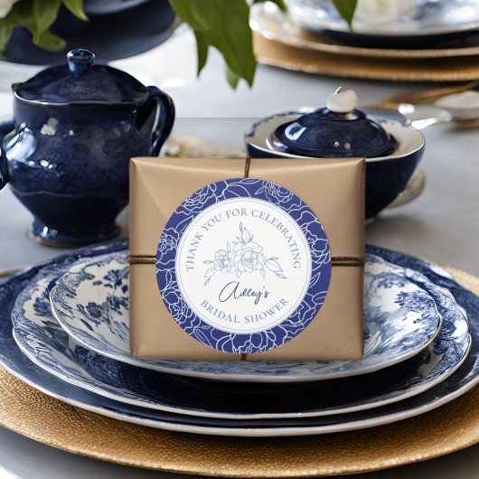 私がブライダルシャワーする前に何か青いエレガントもの ラウンドシール
