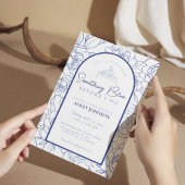 私がブライダルシャワーする前に何か青いエレガントもの 招待状