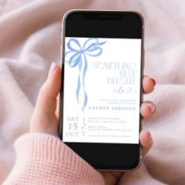 私がブライダルシャワーする前に何か青い弓 招待状