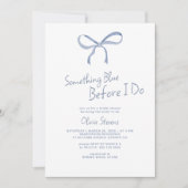 私がブライダルシャワーする前に何か青い弓 招待状 (正面)