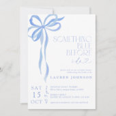 私がブライダルシャワーする前に何か青い弓 招待状 (正面)