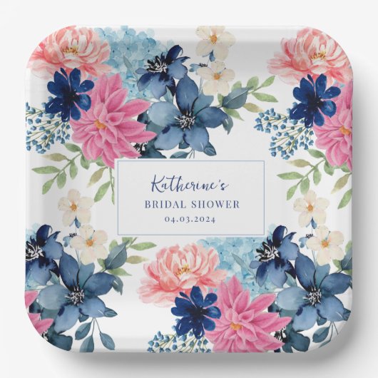 私がブライダルシャワーする前に何か青 ペーパープレート (正面)