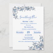 私がブライダルシャワーする前に何か青 招待状 (正面)