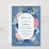 私がブライダルシャワーする前に何か青 招待状 (正面)