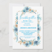 私がブライダルシャワーする前に何か青 招待状 (正面)