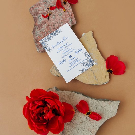 私がブライダルシャワーする前に何か青 招待状