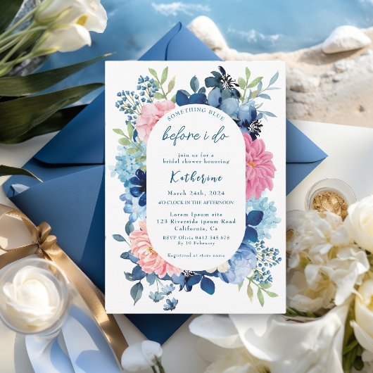 私がブライダルシャワーする前に何か青 招待状