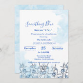 私がブライダルシャワーする前に何か青 招待状 (正面/裏面)