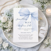 私がブライダルシャワーを弓をする前に何か青い 招待状