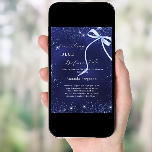 私がブライダルシャワーを弓をする前に何か青い 招待状