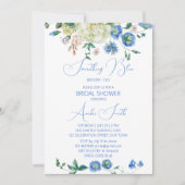 私がブライダルシャワーフローラする前に何か青 招待状 (正面)