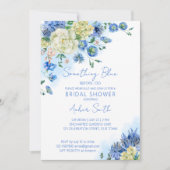 私がブライダルシャワーフローラする前に何か青 招待状 (正面)