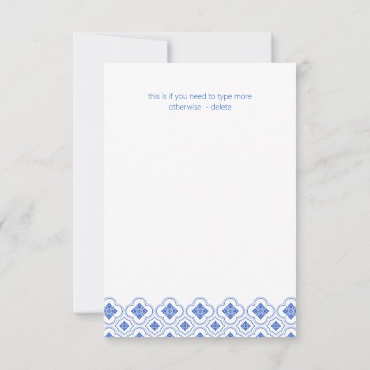 私がブライダルシャワーヴィンテージする前に何か青 サンキューカード (裏面)