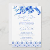 私がブライダルシャワーヴィンテージする前に何か青 招待状 (正面)