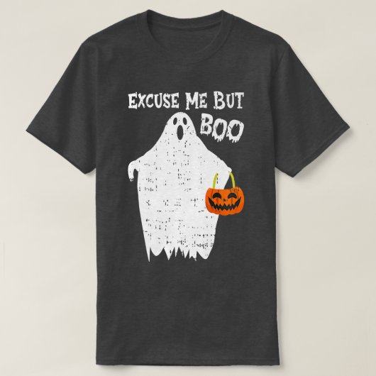 私がブーかわいいおもしろい幽霊面白いハロウィーン Tシャツ (デザイン正面)
