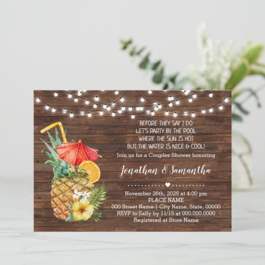 私がプールの熱帯パーティーで行う前結婚に 招待状 (スタンド正面)