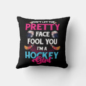 私がホッケーギかわいらしーであるあなたを顔に騙すな クッション (裏面)