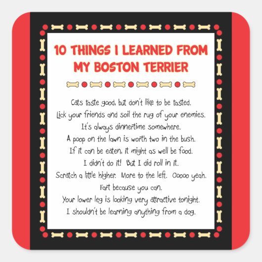 私がボストン私のテリアから学んだおもしろいな事 スクエアシール (正面)
