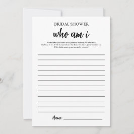 私がミニマルな誰がブライダルシャワーゲームカード 招待状