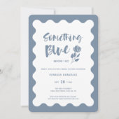 私がモダンブライダルシャワーする前に何か青 招待状 (正面)