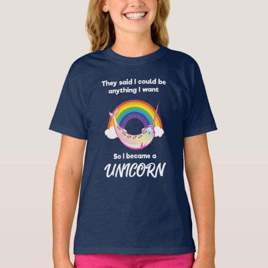 私がユニコーンになれたのは何でもできるって Tシャツ (正面)