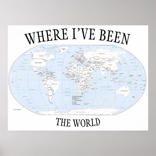 私が世界に行った場所，着色可能なマップ ポスター (正面)