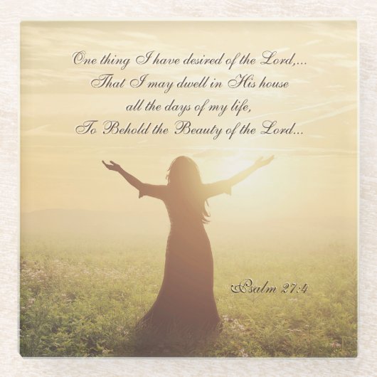 私が主に望んだこと、詩篇27:4、 ガラスコースター (正面)