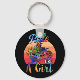 私が乗るのは女の子ダートバイクの水色 キーホルダー