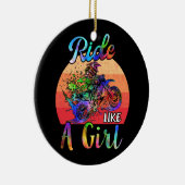 私が乗るのは女の子ダートバイクの水色 セラミックオーナメント (右)