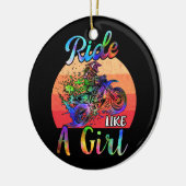 私が乗るのは女の子ダートバイクの水色 セラミックオーナメント (左)