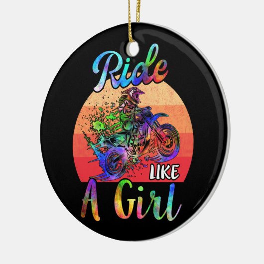 私が乗るのは女の子ダートバイクの水色 セラミックオーナメント (左)