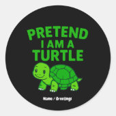 私が亀のハロウィーンのクリスマスの衣装のふりをする ラウンドシール (正面)