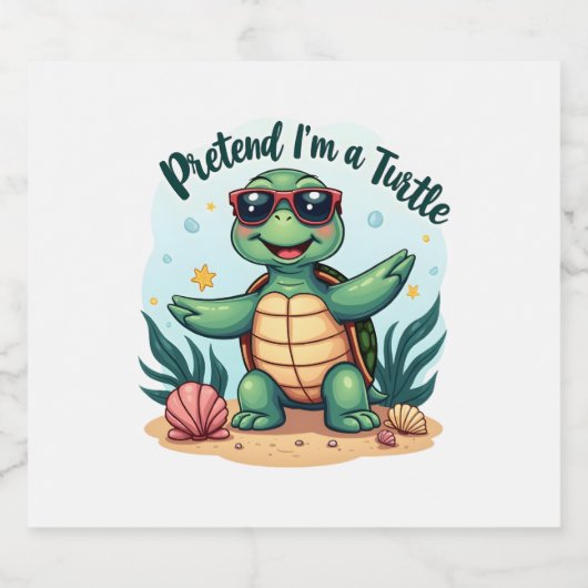 私が亀のハローウィンパーティのふりをする私がAのふりをする スパークリングワインラベル (シングルラベル)