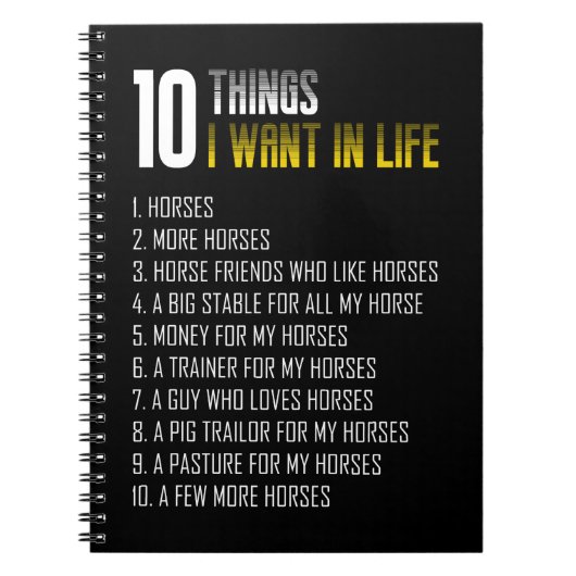 私が人生で望むもの10馬より多くの馬 ノートブック (正面)
