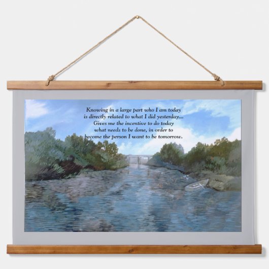 私が今日の誰感動的引用文 吊り下げ型タペストリー (正面)