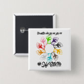 私が付いている金庫握りこぶしの正方形ボタン 缶バッジ (正面&裏面)