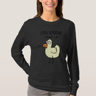 私が何をするかわかる？可愛い走るニワトリのミーム Tシャツ