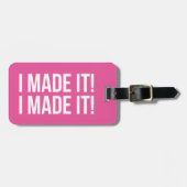 私が作った！私が作った！ピンクパーソナライズされたと白 ラゲッジタグ (正面横)