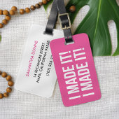 私が作った！私が作った！ピンクパーソナライズされたと白 ラゲッジタグ