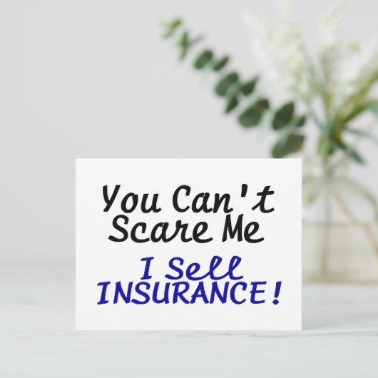 私が保険ブラックブルー文字を売って怖がらせない ポストカード (スタンド正面)