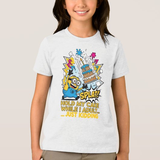 私が大人のミニオンの間、私のケーキを保持ユーモアのあるする トライブレンドＴシャツ (正面)