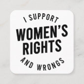 私が女性の権利と不正をサポート スクエア名刺 (正面)