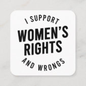 私が女性の権利と不正をサポート スクエア名刺 (裏面)
