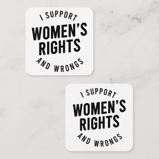 私が女性の権利と不正をサポート スクエア名刺 (正面/裏面)