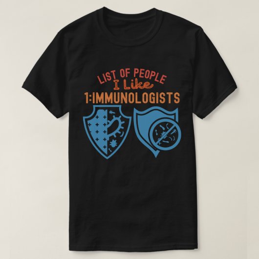 私が好きな人一覧 1_免疫学者 Tシャツ (デザイン正面)